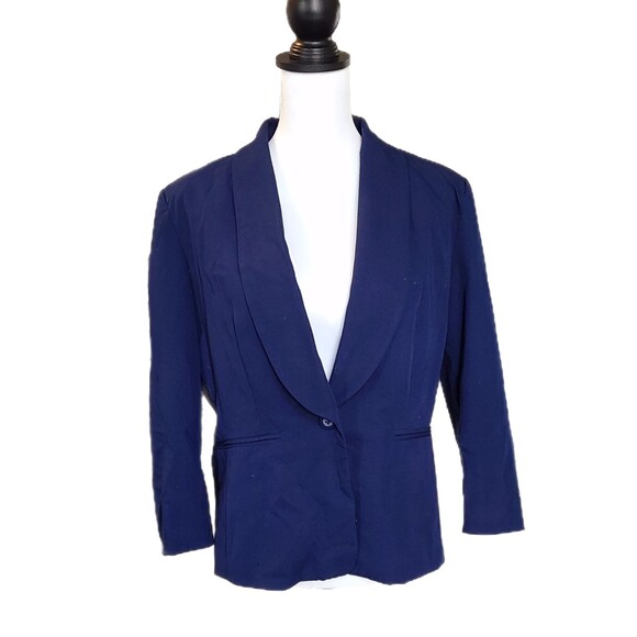 Cynthia Rowley Sapphire Blue Slim Fit Long Sleeve Blazer Jacket, Size L (10-12) - Picture 1 of 8